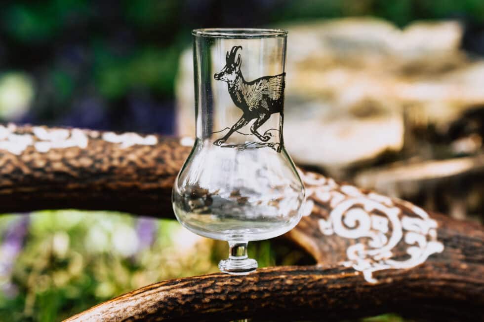 glasgravur mit motiv auf hirschhornhalter von mk gravurkunst