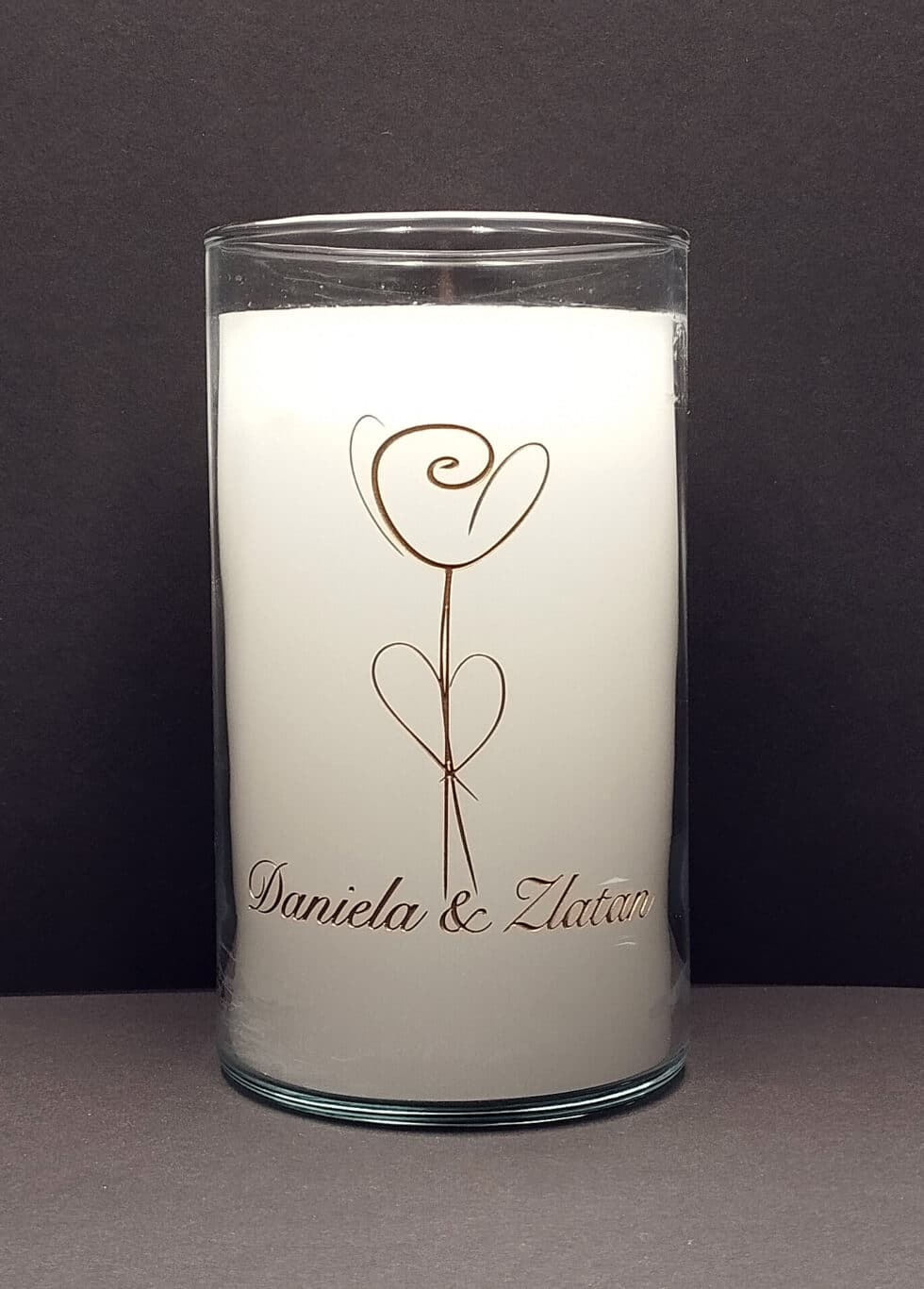 glasgravur-Hochzeitskerze gravur-glas-geschenkidee-mkgravurkunst-graveur-klagenfurt-kaernten