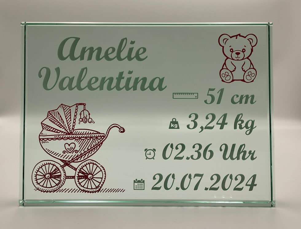 glasgravur Geburt gravur-glas-geschenkidee-mkgravurkunst-graveur-klagenfurt-kaernten - taufgeschenk - taufe-