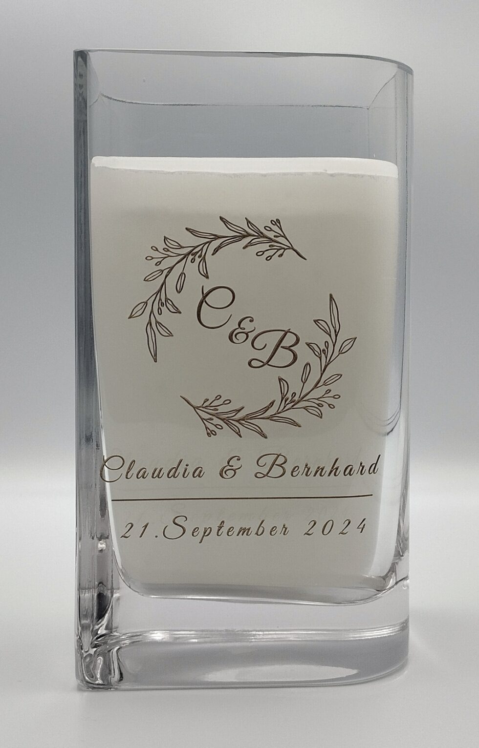 glasgravur-Hochzeitskerze gravur-glas-geschenkidee-mkgravurkunst-graveur-klagenfurt-kaernten